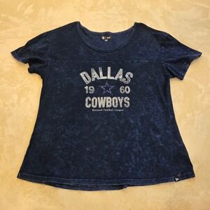 NFL Team Apparel Dallas Cowboys Womens XL Shirt Navy Blue Wash Distressed